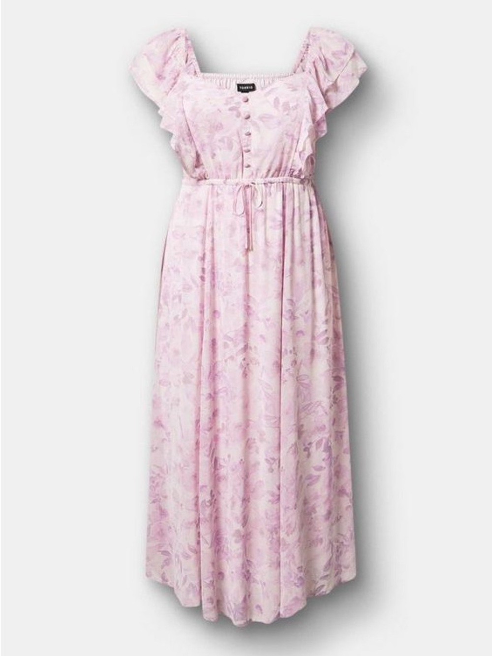 Torrid 0X Ruffle Chiffon Maxi dress pink floral nwt - Picture 1 of 7